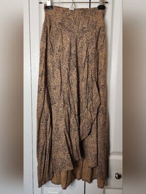 Japna Leopard Print Faux Wrap Maxi Skirt - Size XS Smocked Waist